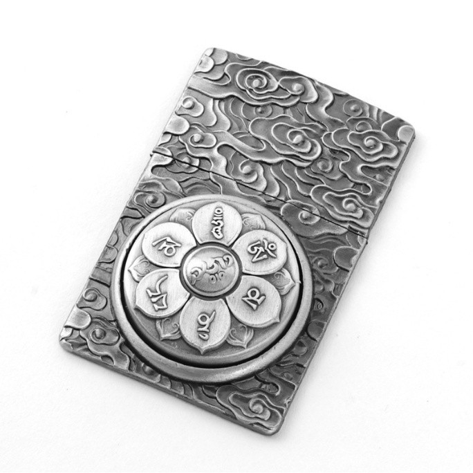 Emblem hình dán Zippo hoa màu bạc xoay 360