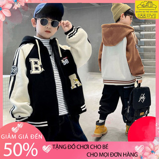 Áo khoác thu đông bé trai, áo khoác bomber mẫu B, áo thu đông nam nữ size 18-52kg chất nỉ bông dày dặn, áo khoác nam nữ