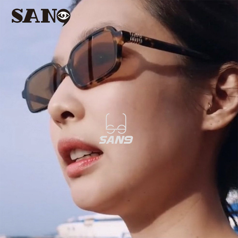 [Ống kính có thể thay thế] COD (San9) Kính râm hình chữ nhật khung nhỏ cổ điển Hàn Quốc dành cho nữ