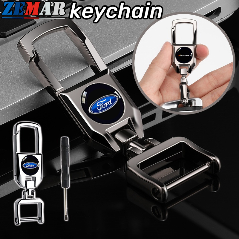 [Ford] Móc khóa kim loại ô tô Móc chìa khóa xe máy Móc chìa khóa Móc khóa ô tô Universal 360°Giá đỡ chìa khóa xoay cho Ford Fiesta Ranger Ecosport Focus Everest Mustang Escape