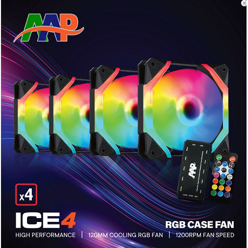 Bộ KIT 4 Fan led RGB + Hub AAP ICE4