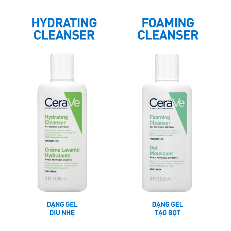 Sữa rửa mặt giúp làm sạch sâu dành cho da thường và da khô Cerave Hydrating Cleanser 88ML | BigBuy360 - bigbuy360.vn