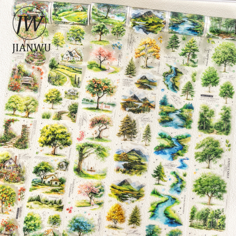 JIANWU 65mm * 200cm Phong Cảnh Cây Series Vintage Cây Phong Cảnh Chất Liệu Cắt Băng PET Tạp Chí Sáng