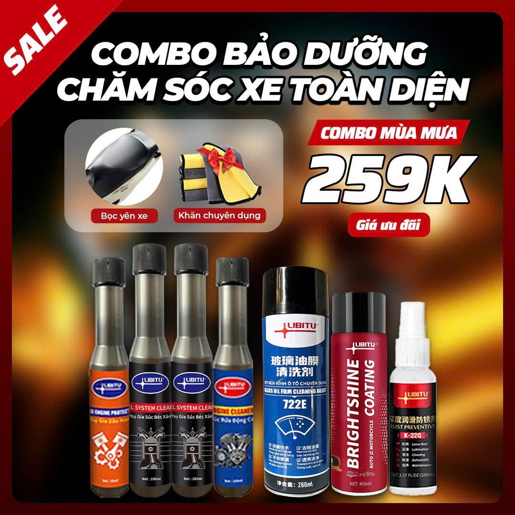 [Combo 7 Chai] Combo Chăm Sóc Xe Xe Toàn Diện LIBITU, Bảo Dưỡng Xe Máy Của Bạn Từ Trong Ra Ngoài