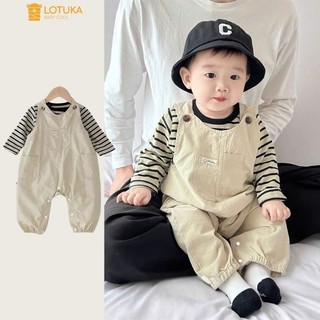  Set Yếm Dài Kaki Co Giãn Mềm Mịn Kèm Áo LOTUKA Cho Bé Trai Bé Gái Quần Yếm Cho Bé Quần Áo Trẻ Em Size 3-12kg 