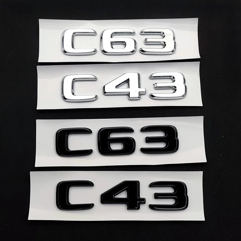3d ABS Chrome Đen C43 Logo C63 Chữ Cái Thân Xe Biểu Tượng Huy Hiệu Cho C43 C63 C 43 63 Miếng Dán Phụ