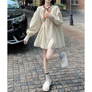 Váy Dài Tay Phồng Kiểu Pháp Váy Nữ Mùa Xuân Phong Cách Mới Váy Búp Bê Váy Ngắn Mùa Xuân