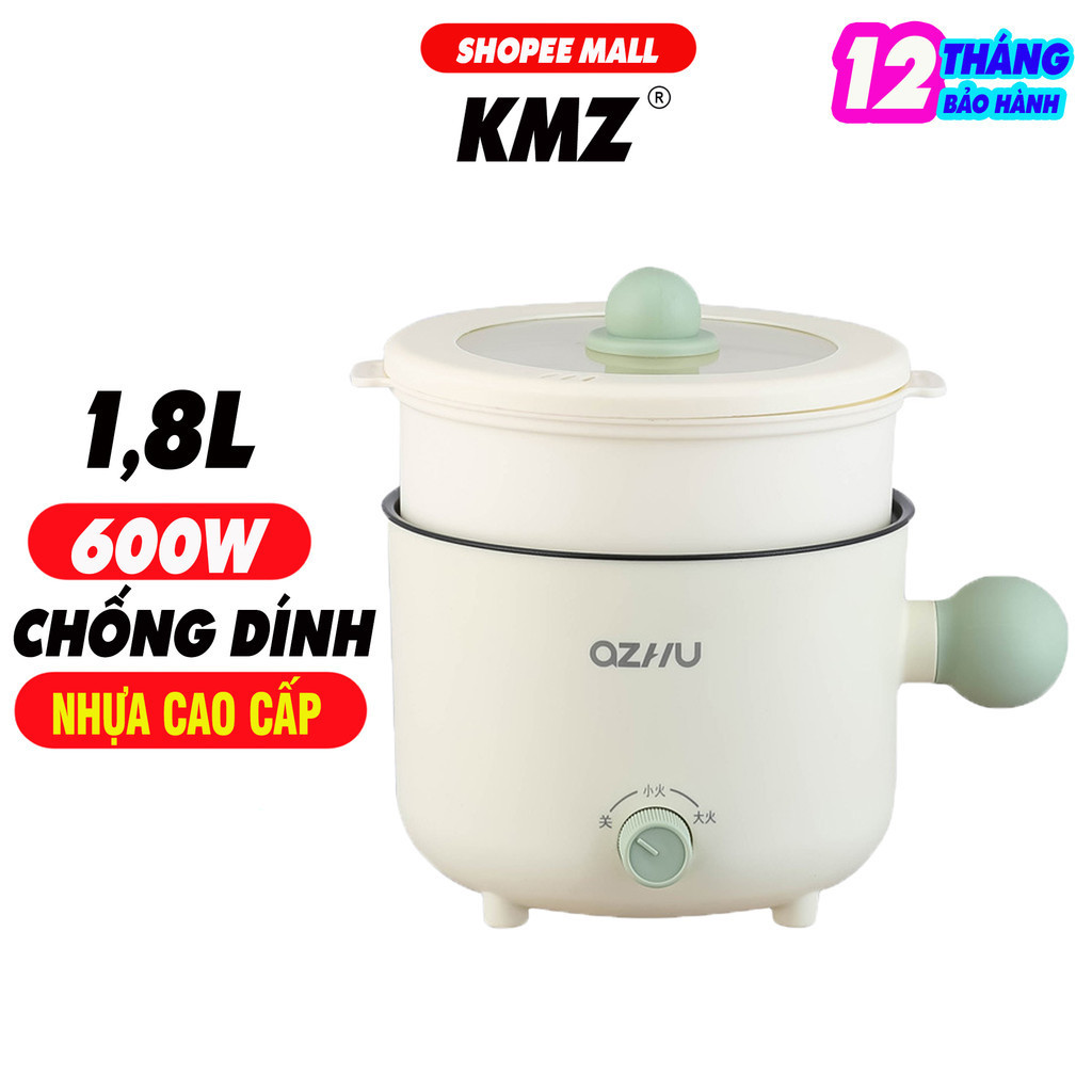 [BH 1 NĂM] Nồi Lẩu Điện Mini, Nấu Mì 2 Tầng Kèm Giá Hấp Đa Năng Nướng, Luộc, Chiên Chống Dính Vấn Đá Tiện Lợi