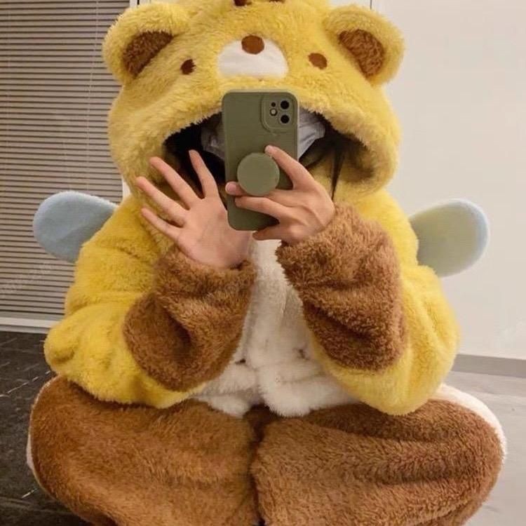 [QC][40-70kg]Áo choàng/Váy/ Bộ liền ngủ lông dài tay ONG VÀNG mềm mại ấm áp Nữ Women Xưởng may Sm