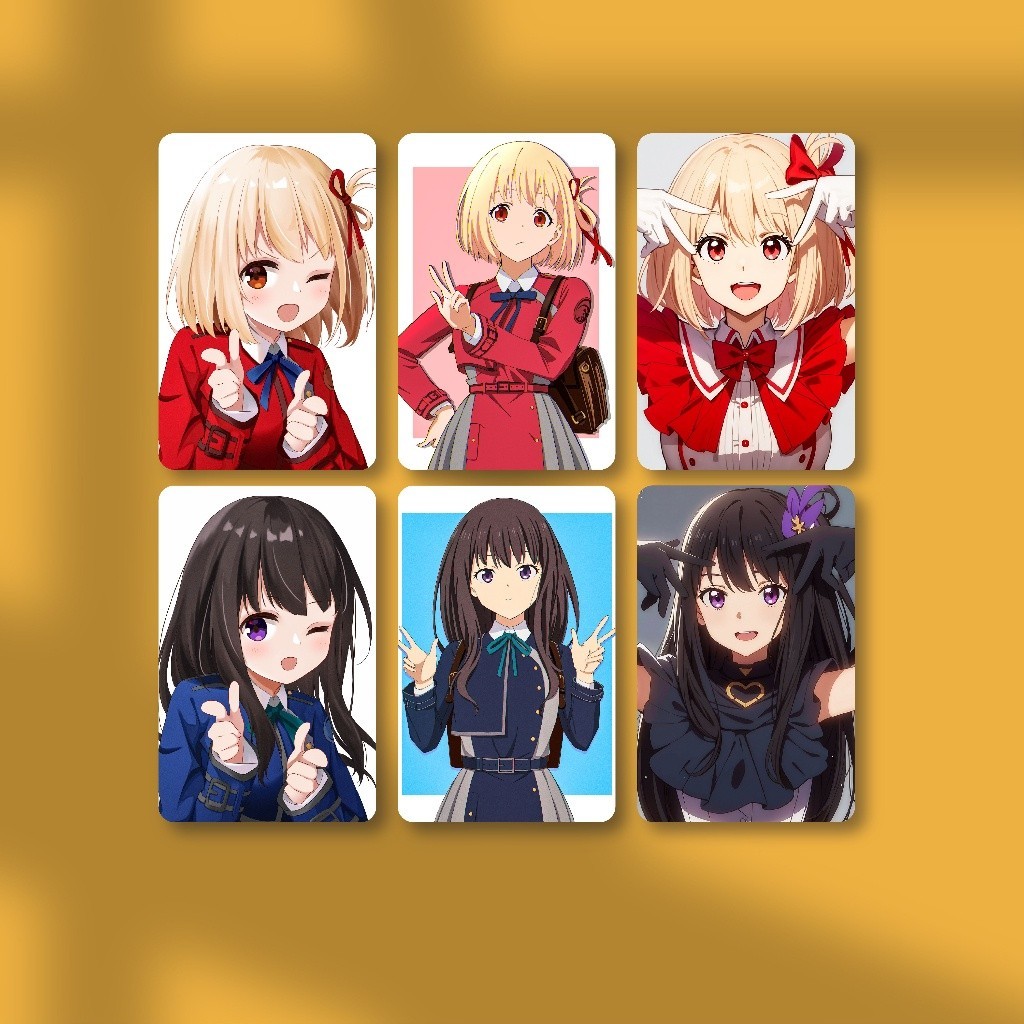 THẺ CARD BO GÓC ⭐️ Photocard Anime Lycoris Recoil Characte - Cán Màng Bóng Chống Xước