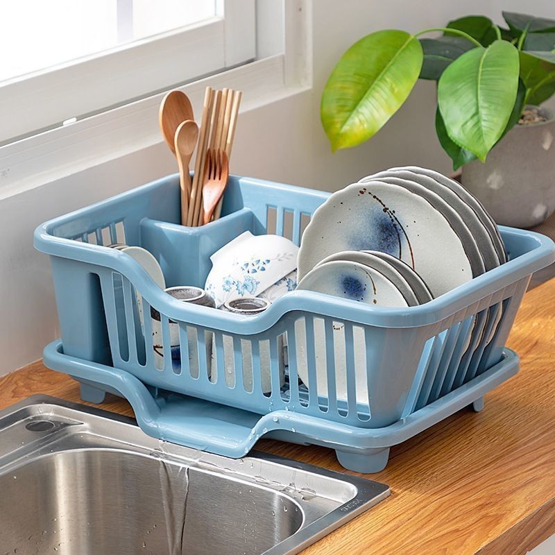 Kệ rổ úp chén bát nhiều ngăn đa năng có khay để đũa muỗng thông minh mẫu mới - Khay úp chén dĩa bát có rãnh thoát nước