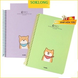 Sổ A4 lò xo đơn caro MS 590 6x6mm 200 trang bìa dễ thương Sổ KLONG, tập vở Klong