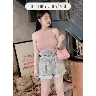 Áo len tăm cổ yếm màu hồng hót hít