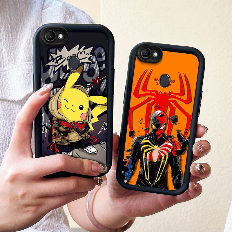 Ốp lưng Oppo F7 Thời Trang Sang Trọng Thoáng Mát Hoạt Hình Marvel Man Spider Luff Đen Mềm Silicon Ốp