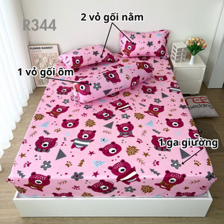 Bộ ga giường thun lạnh 4 món R344 in 3D REE Bedding đủ size drap trải nệm