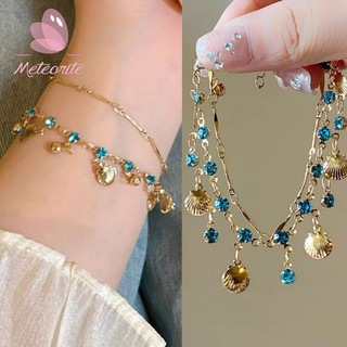 Vòng tay mặt dây chuyền vỏ hai lớp cổ điển - Phụ nữ Vòng tay tua rua tinh tế - Vòng tay thanh lịch Trang sức dự tiệc
