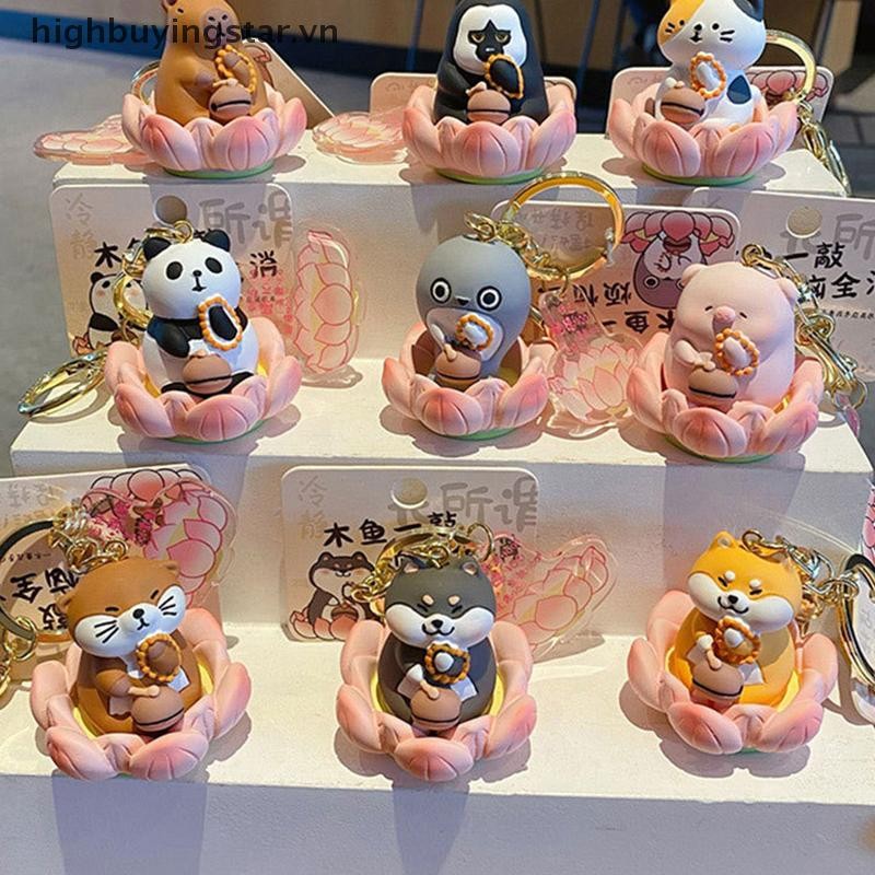 Hsvn Capybara Búp Bê Móc Khóa Hoạt Hình Nhựa Gấu Trúc Túi Mặt Dây Chuyền Đáng Yêu May Mắn Lotus Series Ba Hoa Mèo Treo Quà Tặng HOT