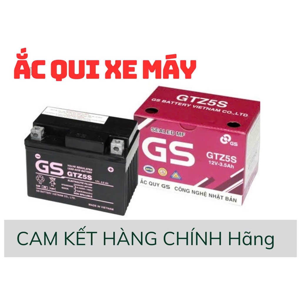 ẮC QUI GS -GTZ5S E 3,5AH, WAVE RS, AIRBLADE110, NOVO456, EXCITER 135, 150 ,LUVIAS,BLADE110