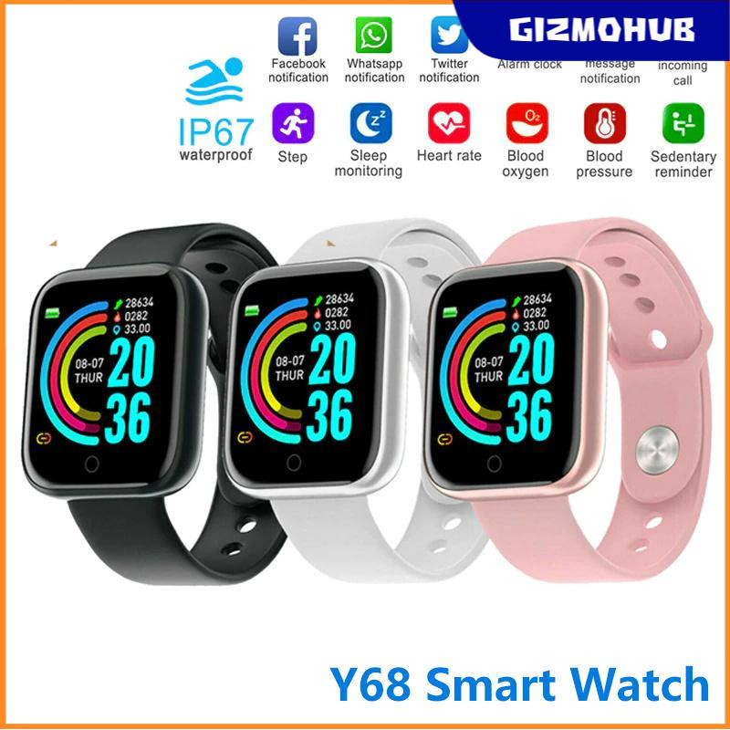 GIZMO Y68 Đồng hồ thông minh chống nước Đồng hồ thông minh Bluetooth cho nữ Đồng hồ điện tử cho trẻ 
