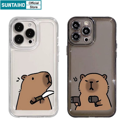 Suntaiho Ốp Lưng iPhone Đẹp trong suốt in hình Ngộ nghĩnh Vỏ Dễ Thương Họa Tiết Capybara Ốp Điện Thoại TPU Mềm Cao Cấp Chống Sốc Cho Iphone 16 15 14 13 12 11 Pro Max IP 7 8 Plus Iphon X Xs XR Xs Max Ốp Lưng
