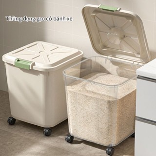 Thùng Đựng Gạo 5Kg/15Kg /25Kg,Thùng Nhựa Đựng Đồ Nhà Bếp Đa Năng Dựng Ngũ Cốc Và Nguyên Có Bánh Xe