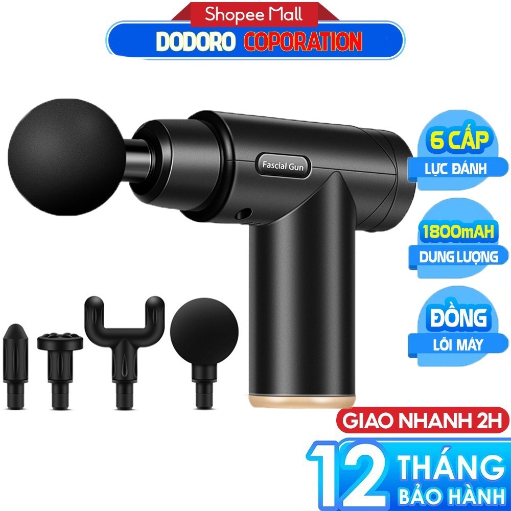 [BH 2NĂM] Máy mát xa cầm tay, máy massage DO720 toàn thân Với 4 Đầu Thay Thế 6 Cấp Độ BH 24 Tháng