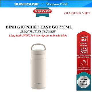Bình giữ nhiệt Easy Go 350ml Sunhouse KS-TU350EW - Inox 304 an toàn - Giữ nhiệt đến 6h, Thân bình 2 lớp cách nhiệt