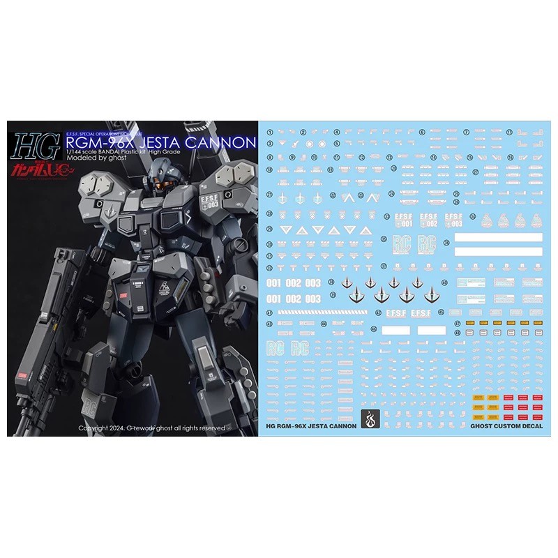 YAN GHOST HG 1 / 144 RGM-96X Jesta Cannon Trượt Nước Decal Fluo Loại (Không phải bất kỳ bộ phận hoặc