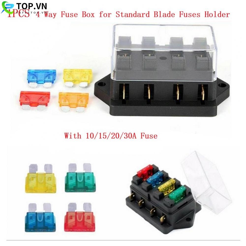 4Way Fuse Box Black Electrical For Standard Blade Fuses Holder Parts Supplies