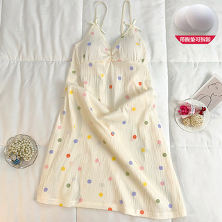  Váy ngủ liền thân gợi cảm bằng vải cotton giả có đệm ngực có thể tháo rời dành cho nữ Trang phục mặc nhà 