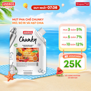 Mứt Pha Chế Mơ, Sori & Hạt Chia  - Có miếng trái cây thật - Nguyên liệu pha chế - ANDROS CHUNKY - 1kg