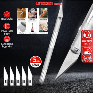  Bộ Dao khắc Dao trạm trổ giấy gỗ trái cây Cạo vỏ hạt điều washi tape Dao trổ khắc giấy và gỗ mỏng tặng kèm 5 lưỡi 