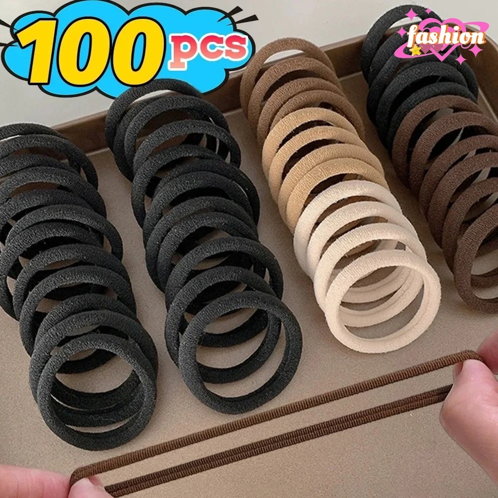 20 / 50 / 100 Dây buộc tóc Nylon màu nâu - Dây buộc tóc cơ bản, Nhẫn tóc - Phụ kiện tóc