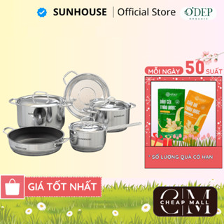 Bộ nồi chảo inox 5 đáy, 5 món Sunhouse SHG995 - Hàng chính hãng - CHEAP CMO