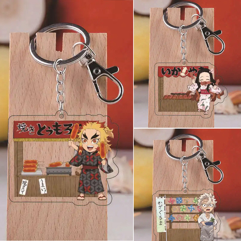 Anime Slaying Ghost Blade Acrylic Keychain Cartoon Character Kamado Tanjirou Kamado Nezuko Ag