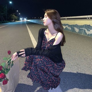 Yuewen Nữ Hoa Sling Đầm Nữ Eo Hẹp Ôm Hơn Nhìn Váy Dài Hợp Thời Trang