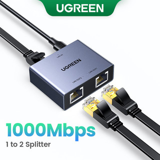 Bộ chia Ethernet UGREEN 1000Mbps 1 đến 2 Đầu nối cáp nhôm Cat 8 Lan có khả năng chống sét