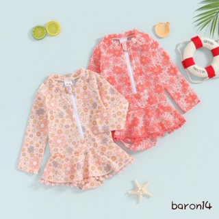 Đồ Bơi Mùa Hè Bé Gái In Hoa Dễ Thương Tay Dài Rash Guard Bộ Đồ Tắm Tập Đi Đầm Bơi