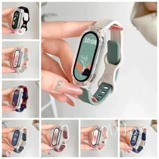 Ốp lưng trong suốt + Dây đeo cho Xiaomi Mi Band 10 9 8 7 NFC Bướm Khóa Silicone Dây đeo cổ tay Vòng đeo tay thay thế Dây đeo cổ tay