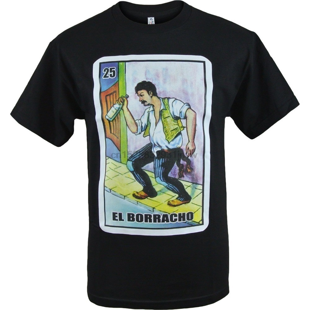 Thoáng Mát Ngộ nghĩnh Áo Tee Chất Lượng Cao El Borracho Loteria Mexico Xổ Số Nam Áo Sơ Mi Ngộ nghĩnh