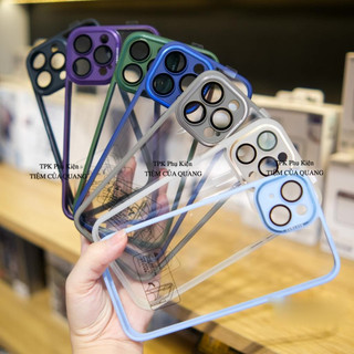 Ốp lưng X&M trong viền màu có khung bảo vệ camera dành cho IP 12 13 14 15 PRO MAX
