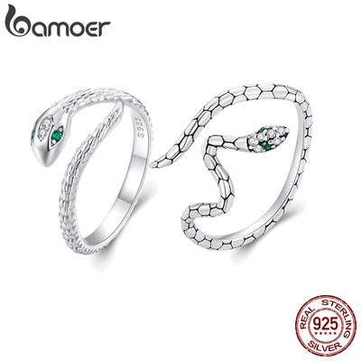 Bamoer Bạc 925 Nhẫn Thần Rắn Series Thời Trang Nữ Bé Gái Phụ Kiện Quà Tặng Sinh Nhật BSR440