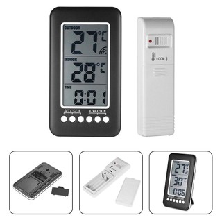 Thermometer Indoor Outdoor Temperature Meter Thermometer Clock Transmitter[SECL]