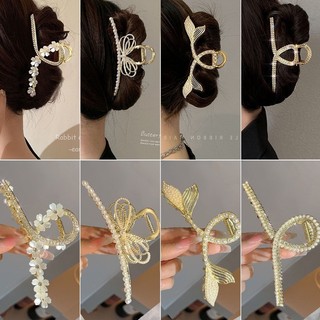 Hoa thời trang kim loại cá mập kẹp ngọc trai bướm lily của thung lũng tua rua kẹp tóc