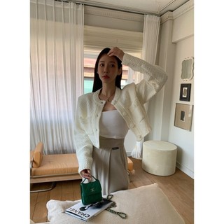 Áo Khoác Cardigan dệt kim dài tay dễ phối mẫu ngắn rộng rãi thiết kế thời trang khí chất phong cách Hàn Quốc mùa thu 2024 nữ