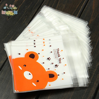 Sdhi 100 bức ảnh gấu. Bánh quy tự dính Gói kẹo Túi quà tặng Cellophane Đám cưới sinh nhật VN