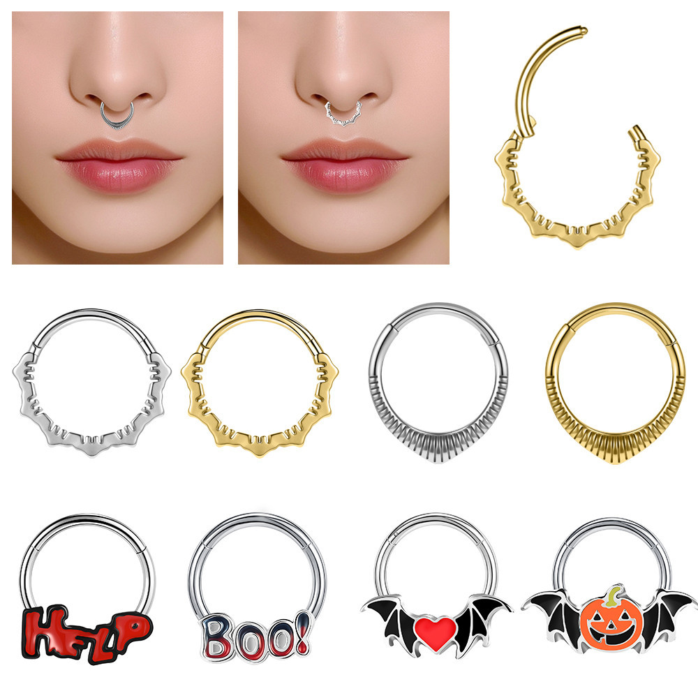 1 Chiếc Thép Không Gỉ Mũi Nhẫn Punk Septum Nhẫn 16G Septum Xuyên Mũi Mèo Xuyên Cơ Thể Nhện Trang Sức