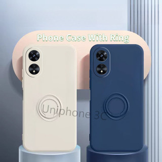 Ốp lưng giá đỡ OPPO A18 A38 A58 NFC A78 A98 A79 4G 5G Lquid Silicon Mềm Ốp Lưng Khóa Ngón Tay Giá Đỡ Vỏ Điện Thoại