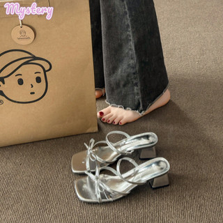  Dép xỏ ngón kiểu Pháp dành cho nữ Dép bạc đa năng và thời trang có gót nơ 