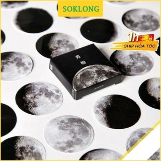 Sticker hình Mặt Trăng - Nhãn dán trang trí sổ, bưu thiệp, cốc màu đẹp